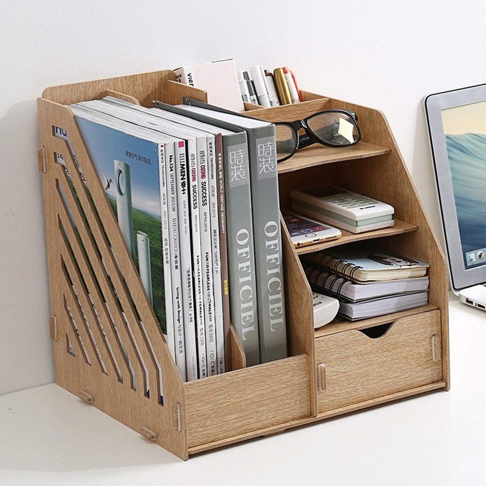 Porte-revues/étagère De Rangement En Bois - Dimensions 10x25x24 Cm, Motif Chat Mignon, Facile à Assembler, Pour Bureau Ou Maison