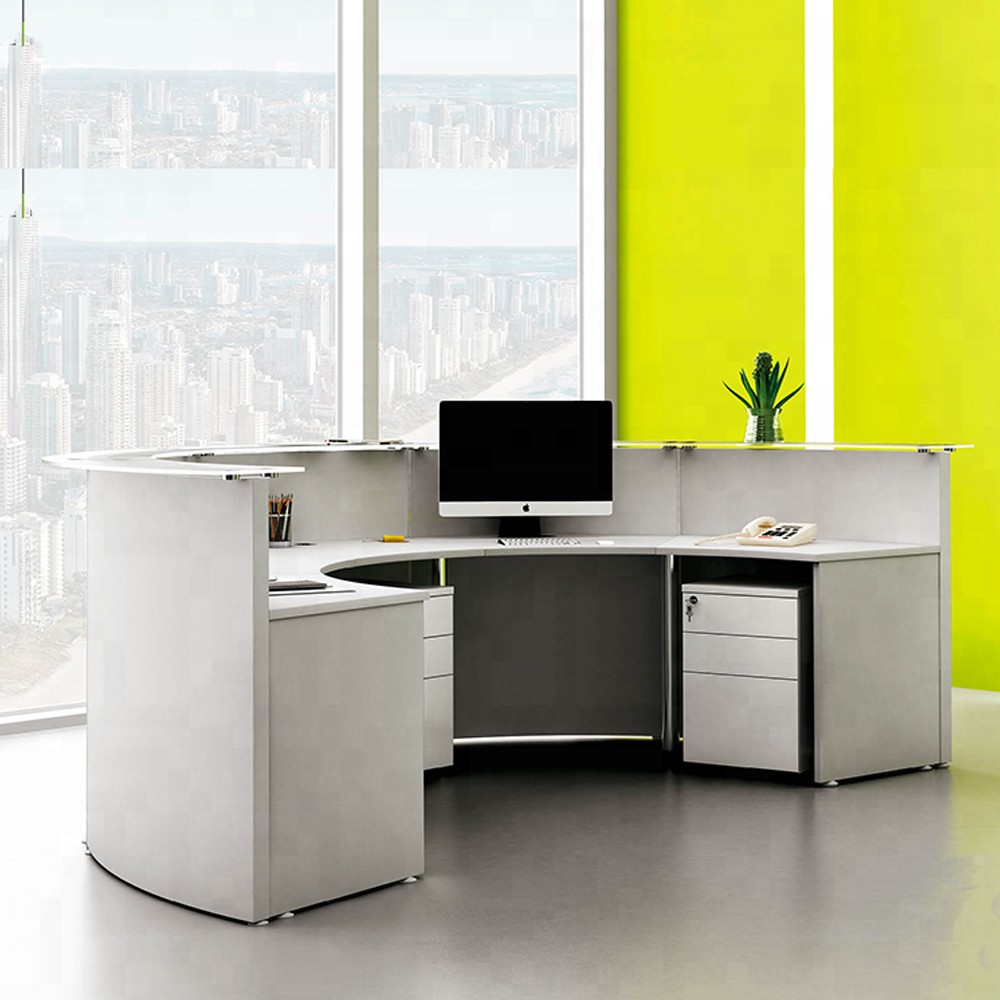 Bureau de réception demi-cercle blanc modern