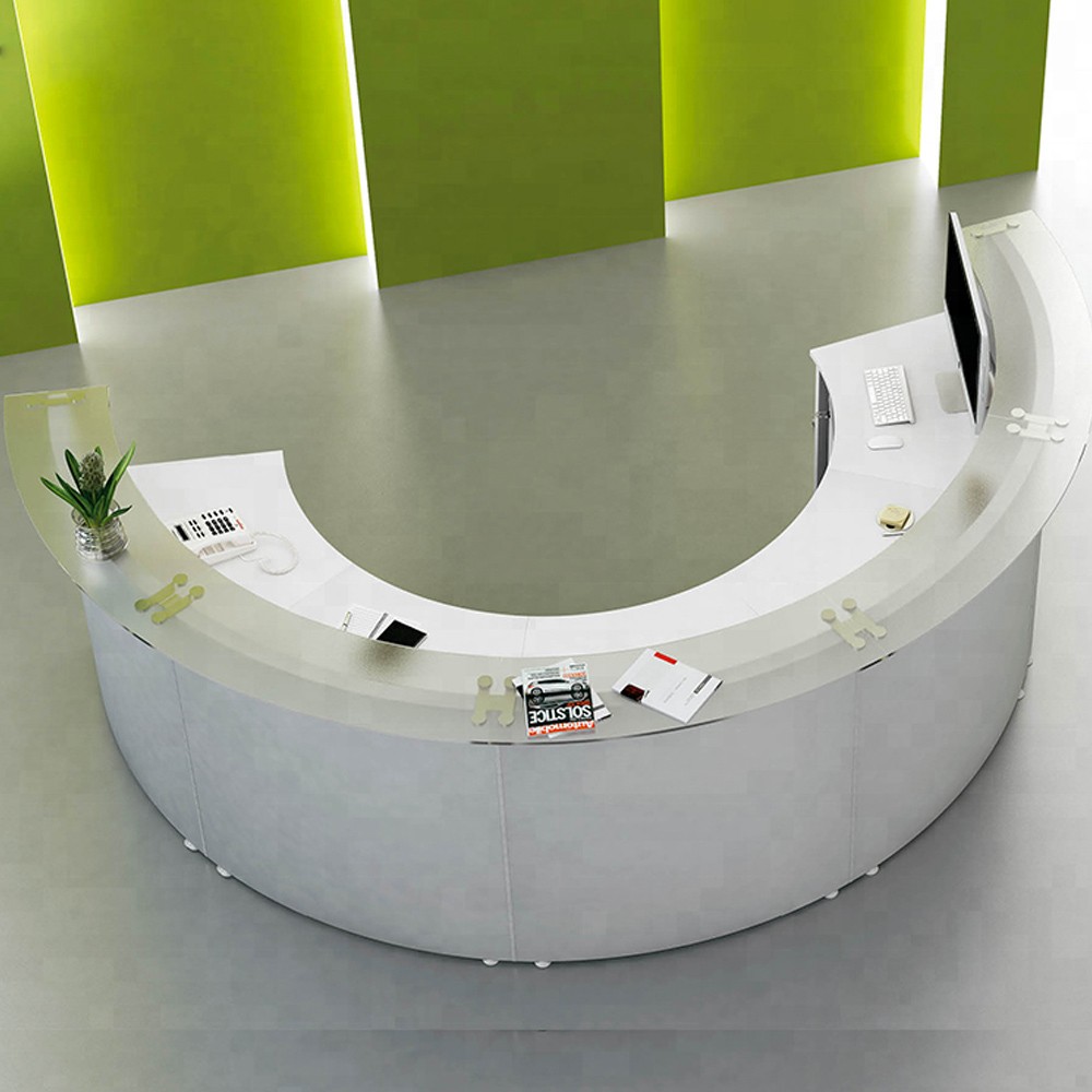 Bureau de réception demi-cercle blanc modern