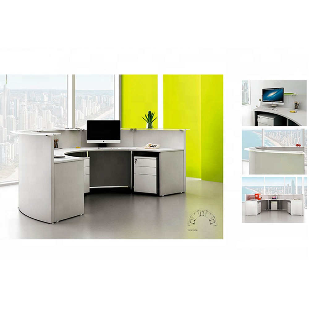Bureau de réception demi-cercle blanc modern