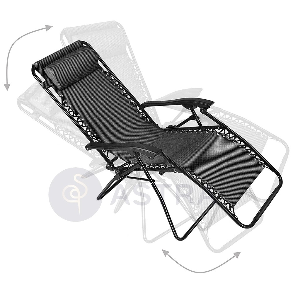 Acheter Chaise Flexzion Zero Gravity - Chaise inclinable pliante anti-gravité pour patio et siège en textilène avec repose-pieds et oreiller réglable pour jardin pas cher neuf