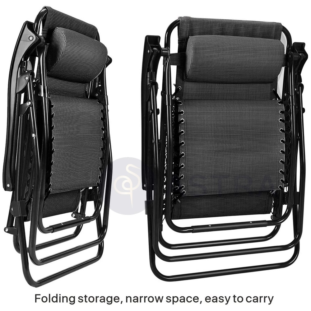 Acheter Chaise Flexzion Zero Gravity - Chaise inclinable pliante anti-gravité pour patio et siège en textilène avec repose-pieds et oreiller réglable pour jardin pas cher neuf