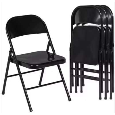 Chaise pliante métallique noire – Robuste, pratique et gain de place